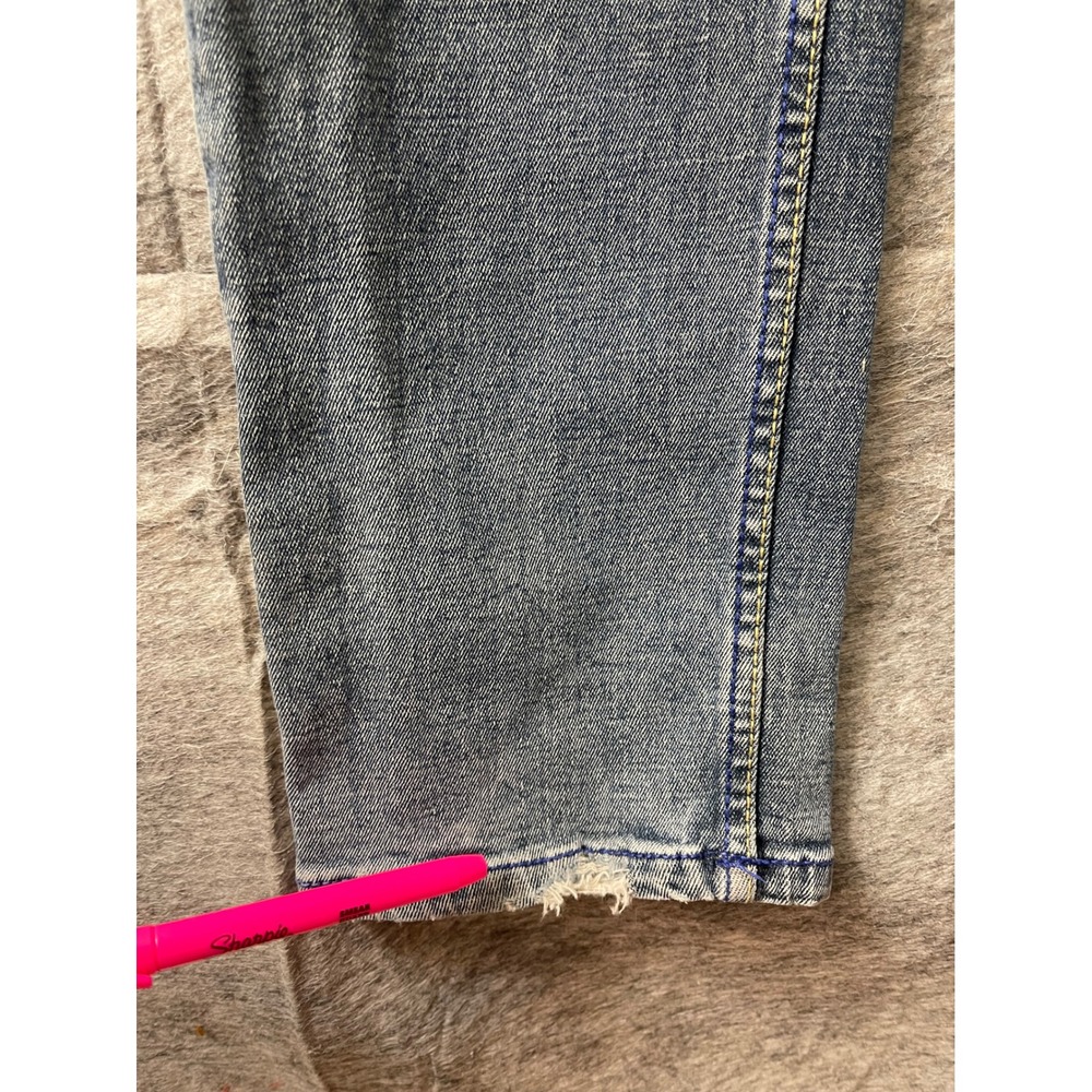 Kozan Medium Wash Straight Leg Jeans Distressed Streetwear Patches Blue 31x31 - Picture 3 of 16
